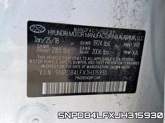 5NPD84LFXJH315930 фото 2