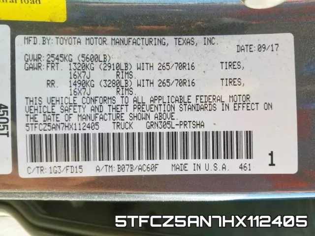5TFCZ5AN7HX112405 фото 2