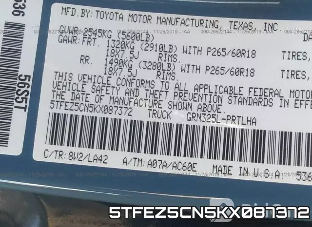 5TFEZ5CN5KX087372 фото 10
