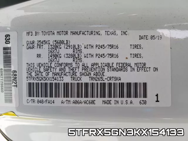 5TFRX5GN3KX154133 фото 2