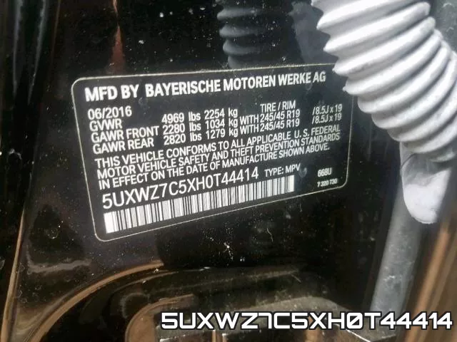5UXWZ7C5XH0T44414 фото 2
