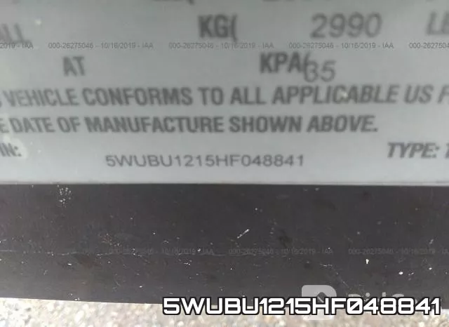 5WUBU1215HF048841 фото 10