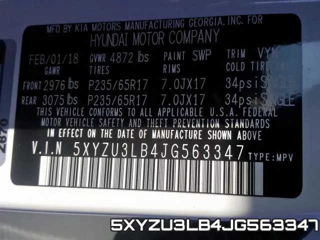 5XYZU3LB4JG563347 фото 2