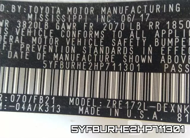 5YFBURHE2HP711301 фото 10