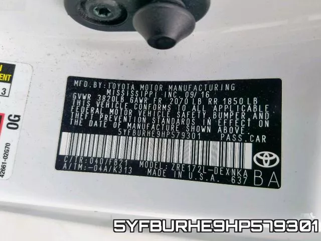 5YFBURHE9HP579301 фото 2