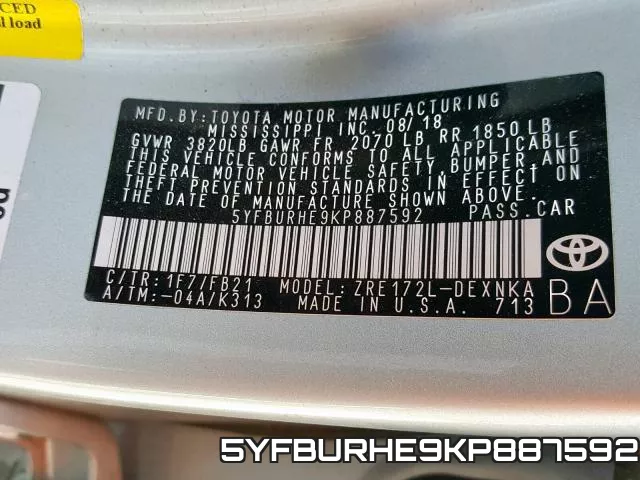 5YFBURHE9KP887592 фото 2