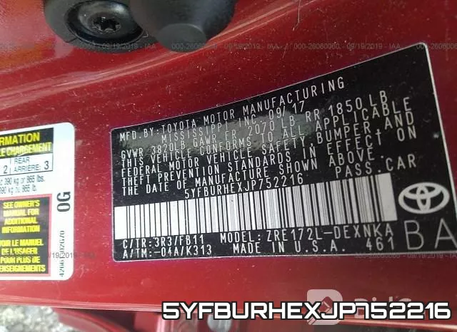 5YFBURHEXJP752216 фото 10