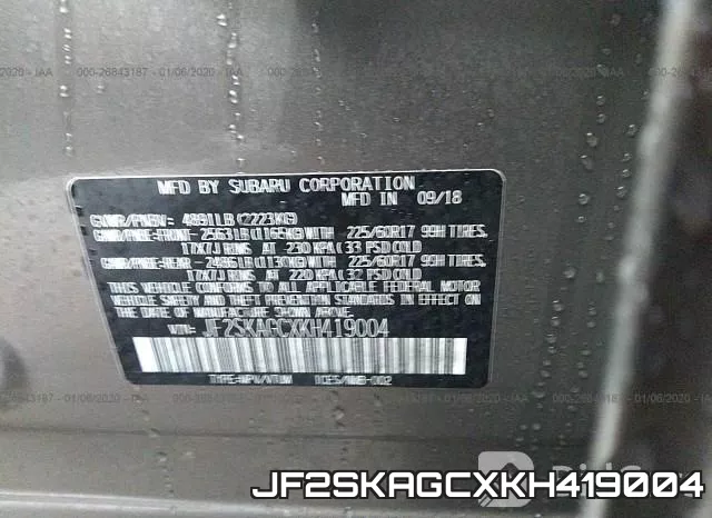 JF2SKAGCXKH419004 фото 10