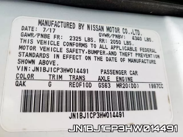 JN1BJ1CP3HW014491 фото 2