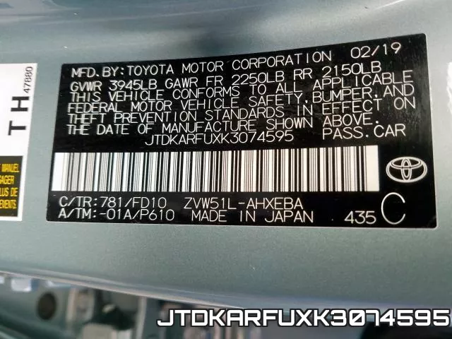 JTDKARFUXK3074595 фото 2