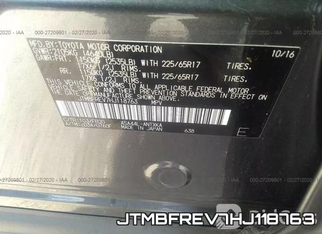 JTMBFREV7HJ118763 фото 10