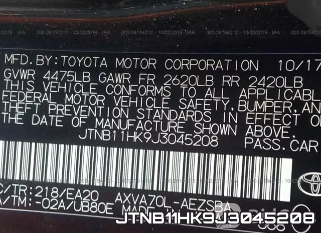 JTNB11HK9J3045208 фото 10