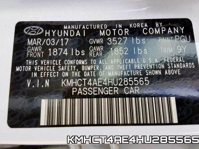 KMHCT4AE4HU285565 фото 2