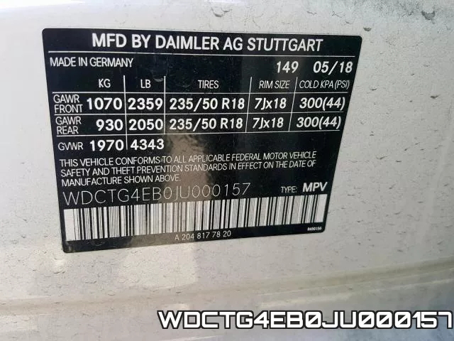 WDCTG4EB0JU000157 фото 2