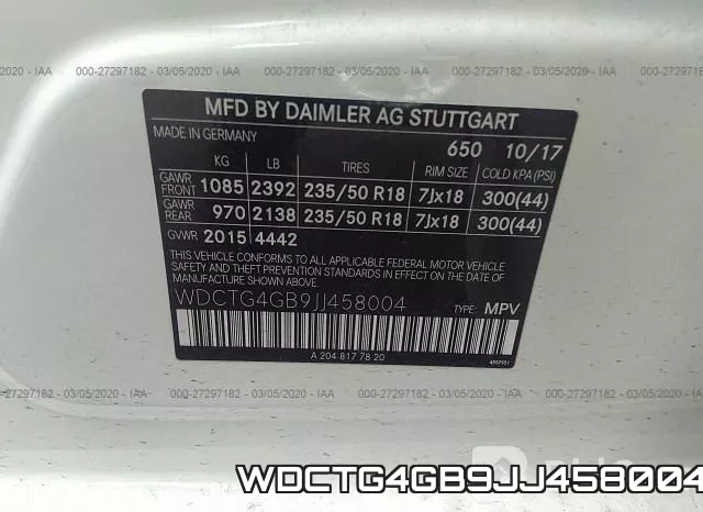 WDCTG4GB9JJ458004 фото 10