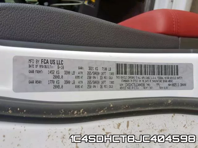 1C4SDHCT8JC404598 фото 2