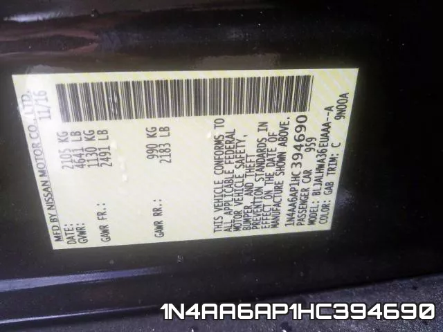 1N4AA6AP1HC394690 фото 2