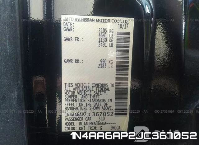 1N4AA6AP2JC367052 фото 10