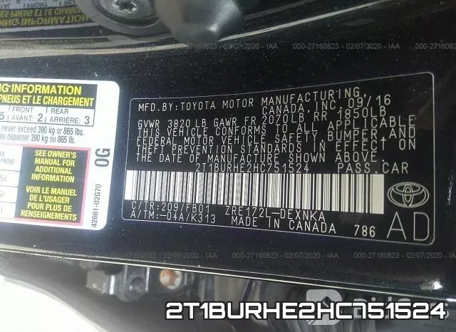 2T1BURHE2HC751524 фото 10