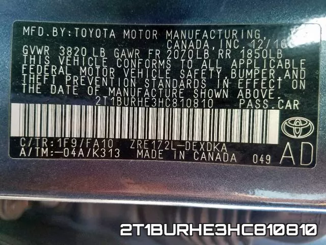 2T1BURHE3HC810810 фото 2