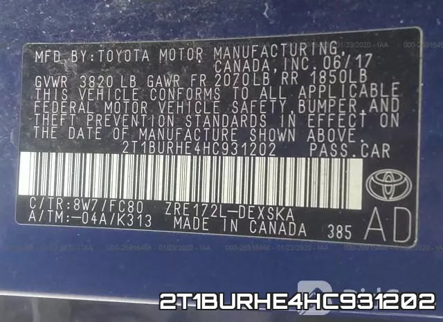 2T1BURHE4HC931202 фото 10