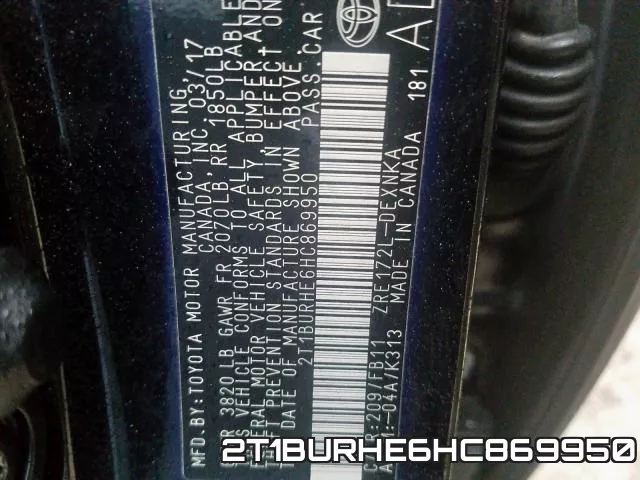 2T1BURHE6HC869950 фото 2
