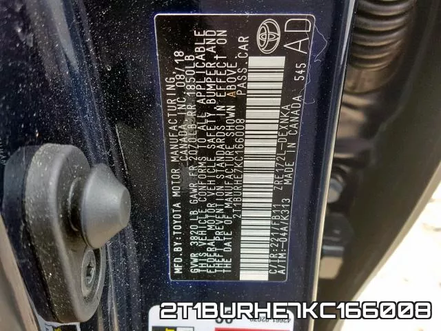 2T1BURHE7KC166008 фото 2