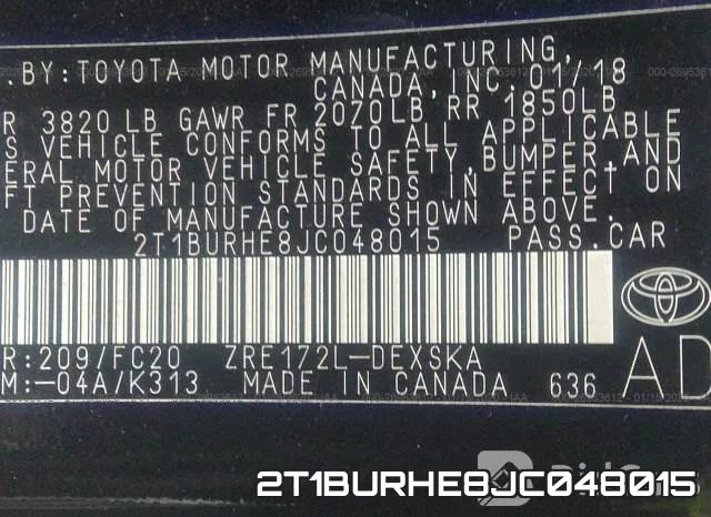 2T1BURHE8JC048015 фото 9