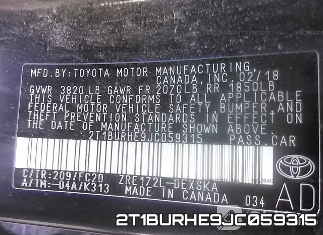 2T1BURHE9JC059315 фото 10