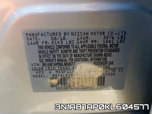 3N1AB7AP0KL604577 фото 2