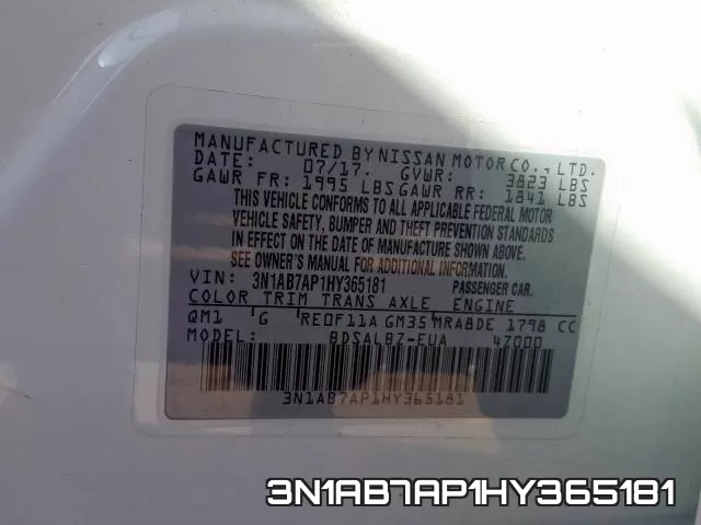3N1AB7AP1HY365181 фото 2