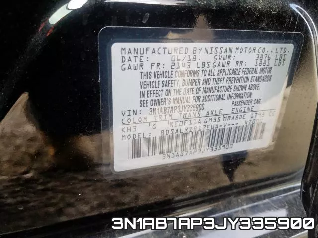 3N1AB7AP3JY335900 фото 2