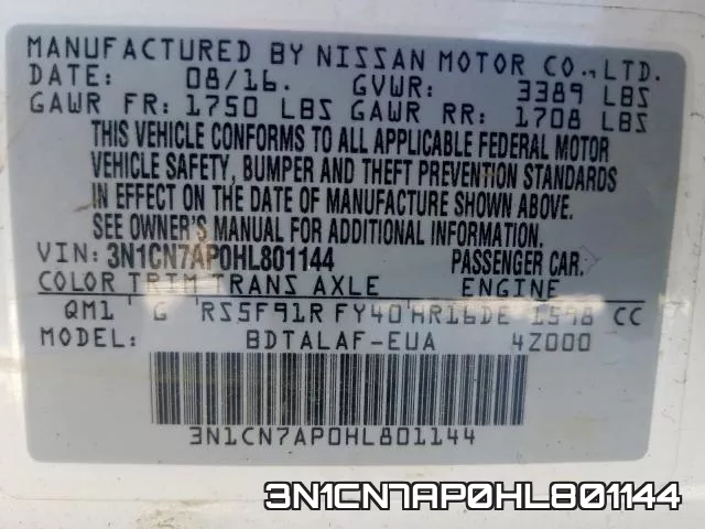 3N1CN7AP0HL801144 фото 2