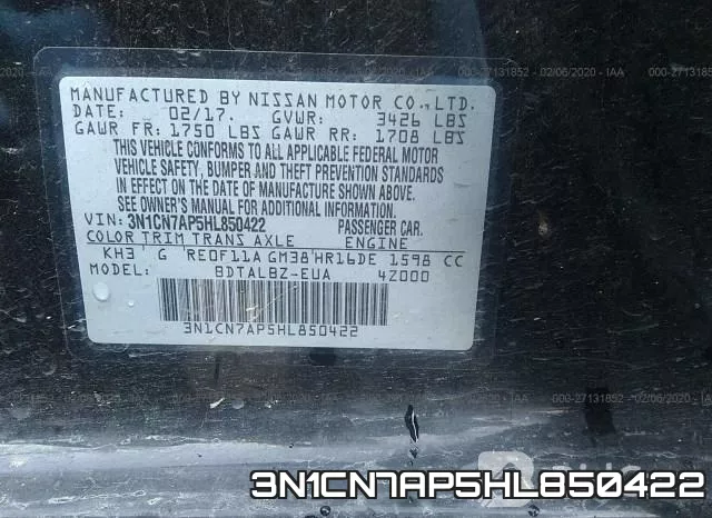 3N1CN7AP5HL850422 фото 10