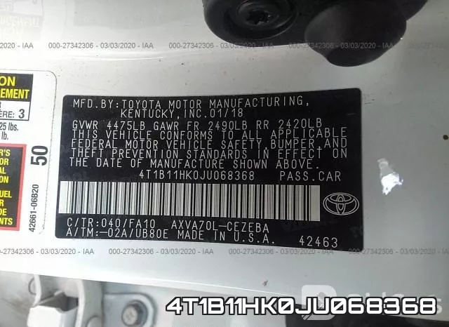 4T1B11HK0JU068368 фото 10