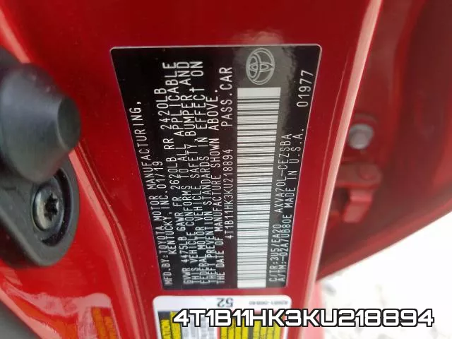 4T1B11HK3KU218894 фото 2