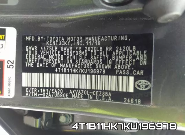 4T1B11HK7KU196978 фото 10
