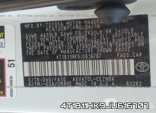 4T1B11HK9JU616707 фото 10