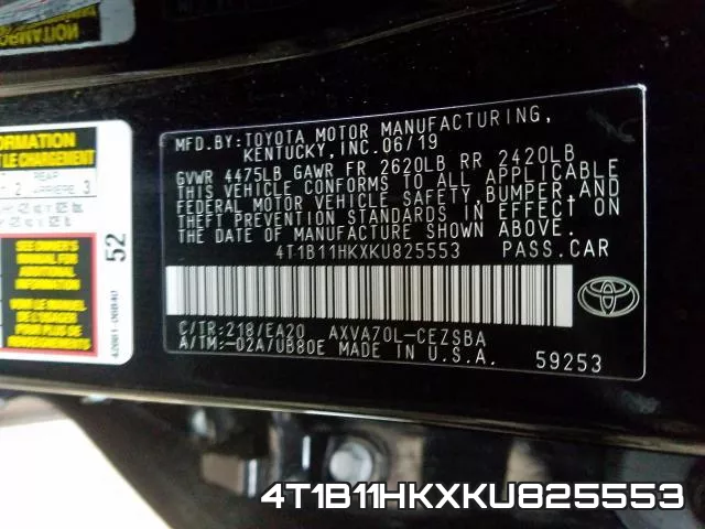 4T1B11HKXKU825553 фото 2