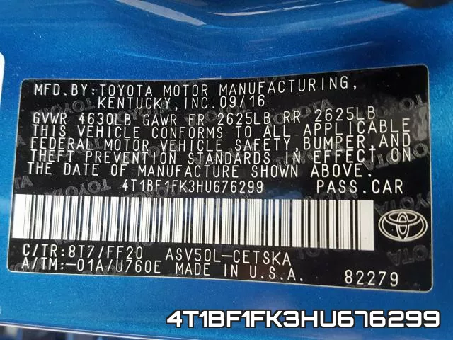 4T1BF1FK3HU676299 фото 2