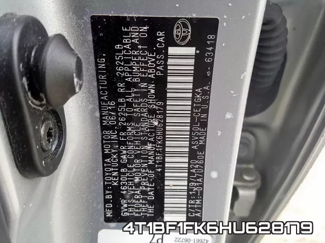 4T1BF1FK6HU628179 фото 2