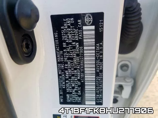 4T1BF1FK8HU277906 фото 2