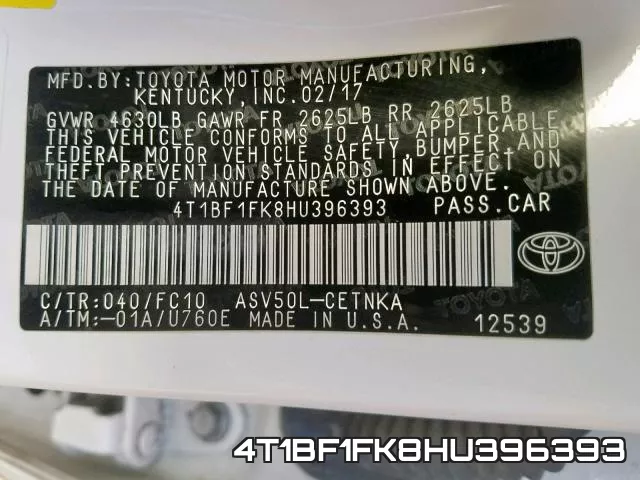 4T1BF1FK8HU396393 фото 2