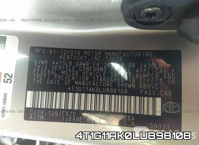 4T1G11AK0LU898108 фото 10