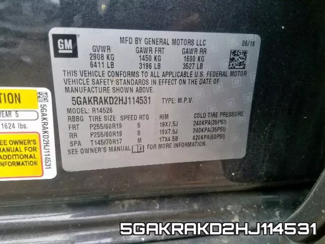 5GAKRAKD2HJ114531 фото 2