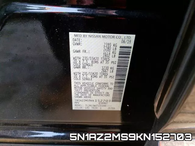 5N1AZ2MS9KN152703 фото 2