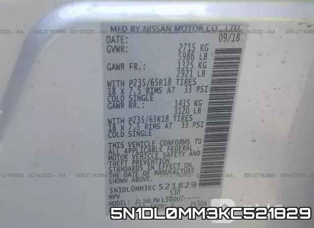 5N1DL0MM3KC521829 фото 10