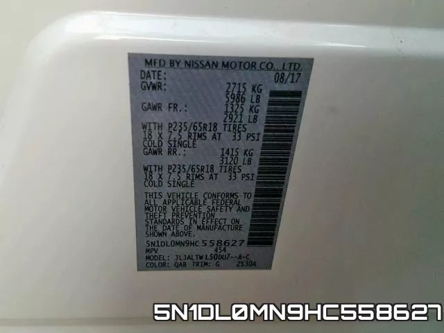 5N1DL0MN9HC558627 фото 2