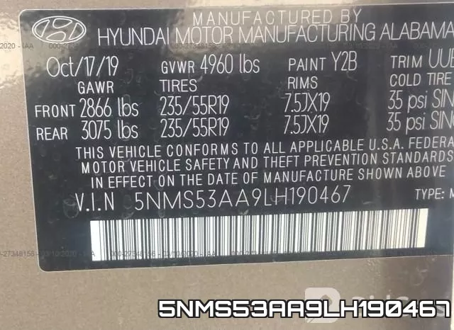 5NMS53AA9LH190467 фото 10