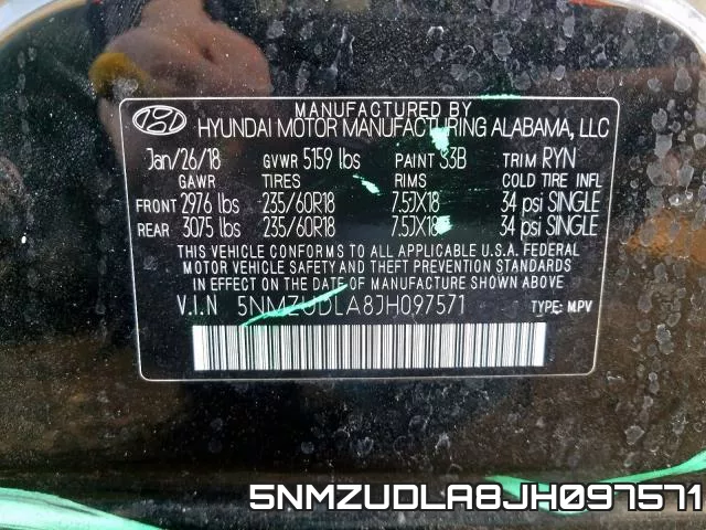 5NMZUDLA8JH097571 фото 2